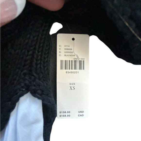 Anthropologie Open Knit Crochet Peplum Black and White Layered Sweater XS NWT - Picture 5 of 10